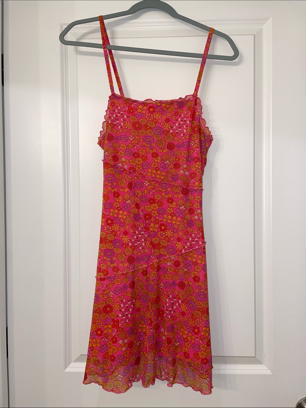 wild fable Pink and Orange Floral Spaghetti-Strap Mini Dress